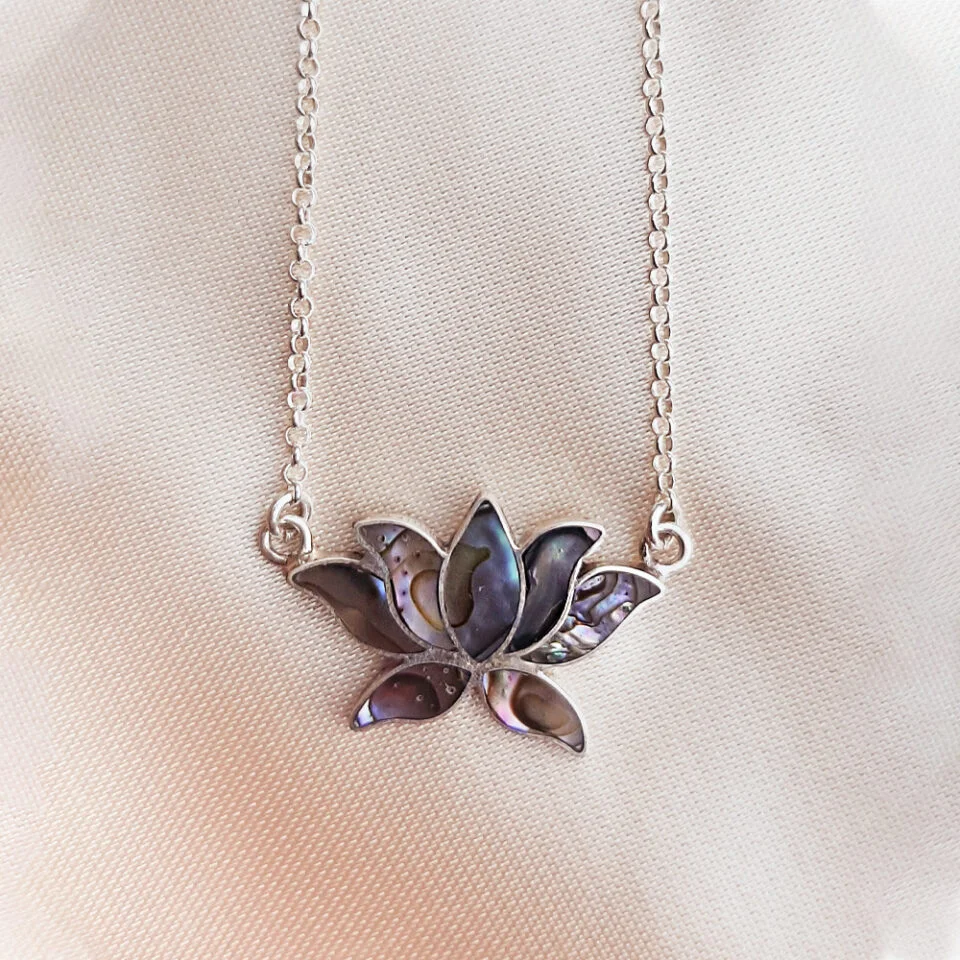Lotus Flower Abalone Necklace