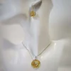 Spiral Nacre Yellow Set of Earrings and Pendant
