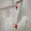 Hummingbird Coral Set of Earrings and Pendant