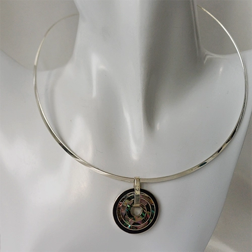 Spiral Onyx & Abalone Pendant