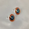 Spiral Coral and Chrysocolla stud Earrings (M)