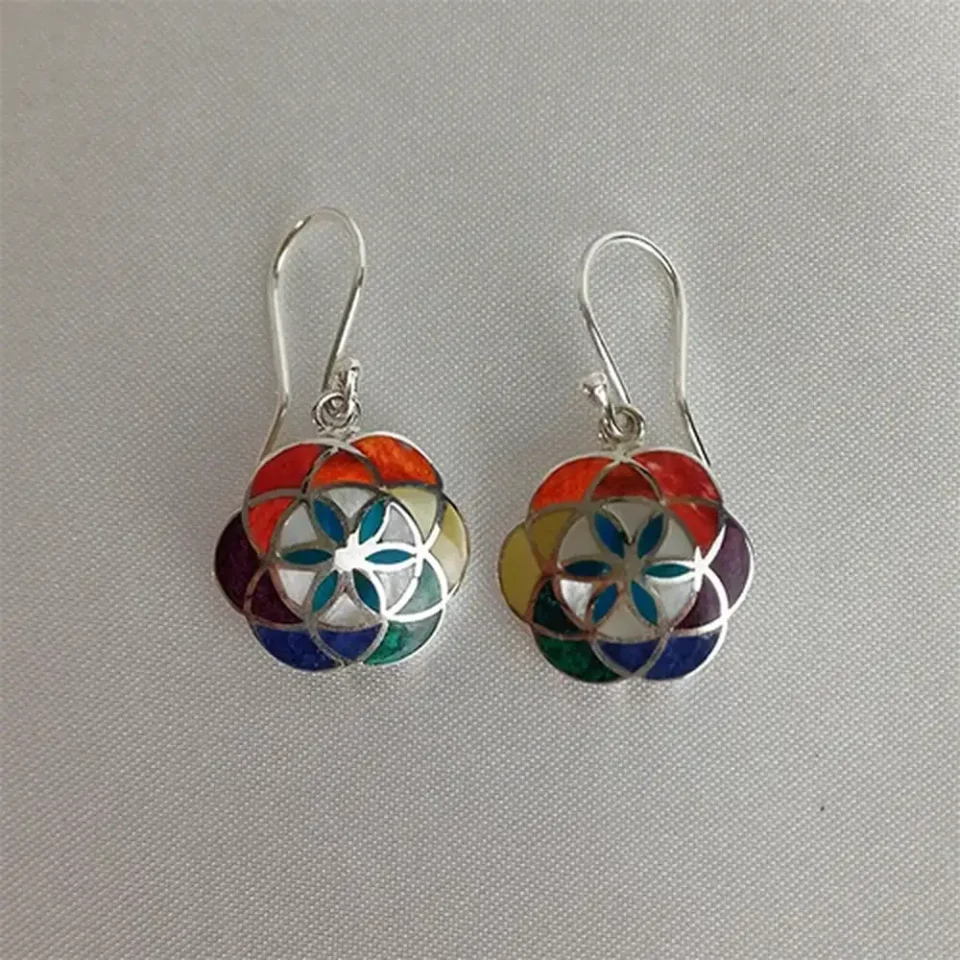 Flower of Life Rainbow Earrings