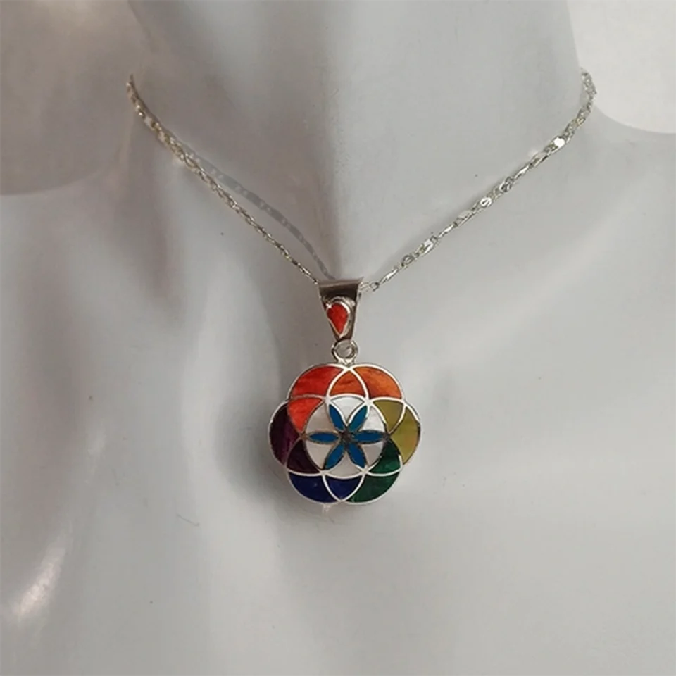 Flower of Life Rainbow Pendant